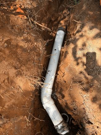 The PVC repair with secure Husky band and shielded fernco to make the secure connection.