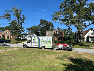One of Sterling Craft Plumbing's trucks hauling the jetter.