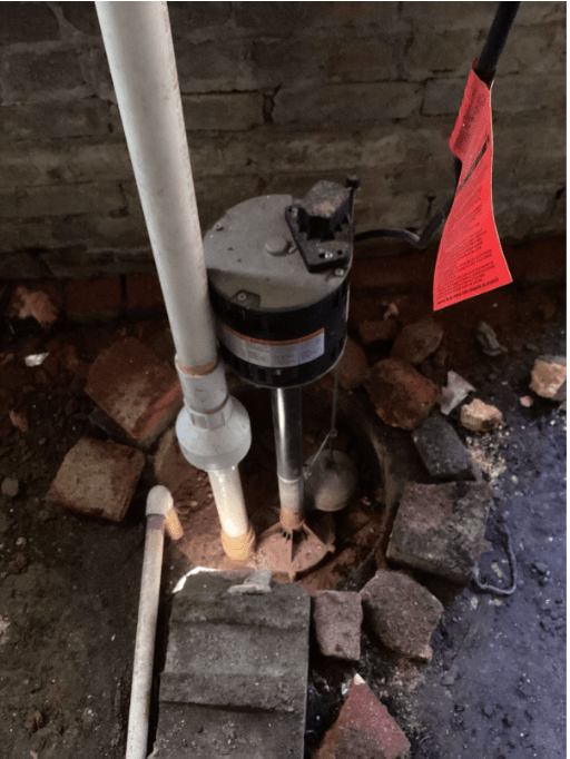 A sump pump installation in progress in Spartanburg